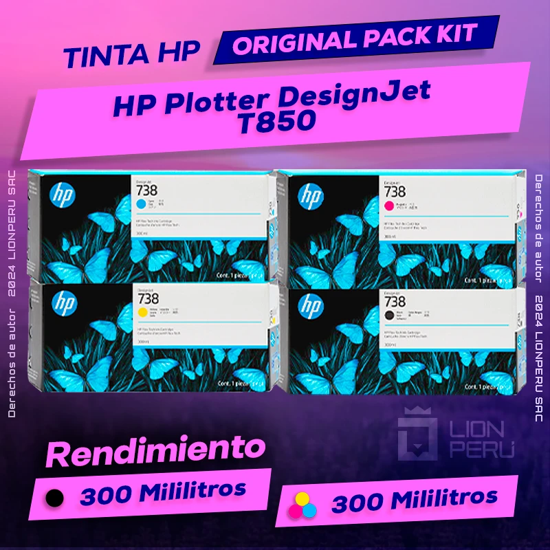 Tinta HP T850 Plotter DesignJet Cartucho Original