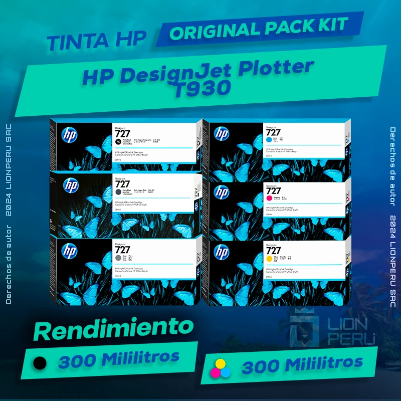 Tinta HP T930 DesignJet Plotter Cartucho Original