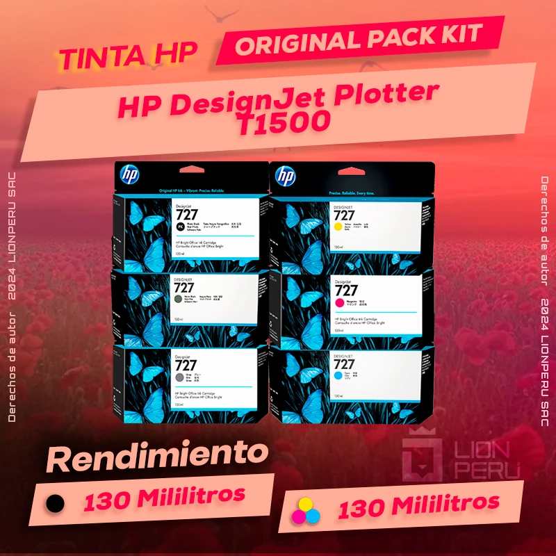 Tinta HP T1500 DesignJet Plotter Cartucho Original