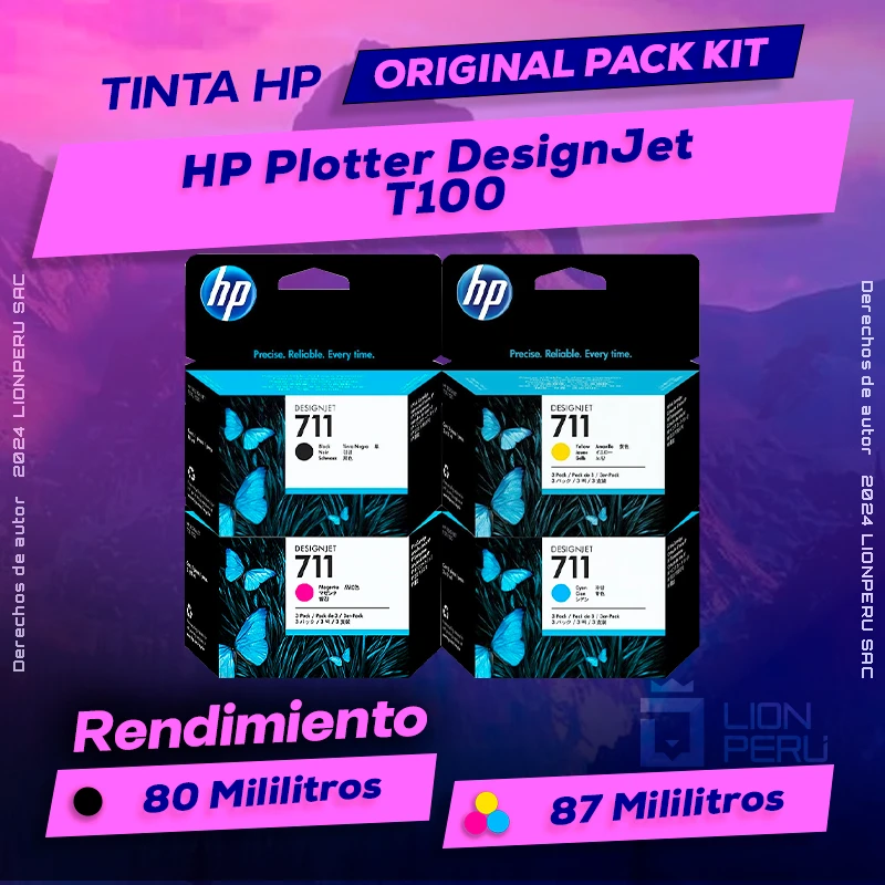 Tinta HP T100 Plotter DesignJet Cartucho Original