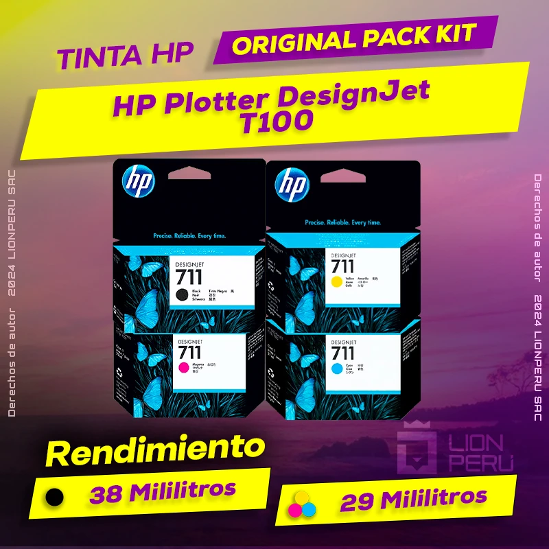 Tinta HP T100 Plotter DesignJet Cartucho Original