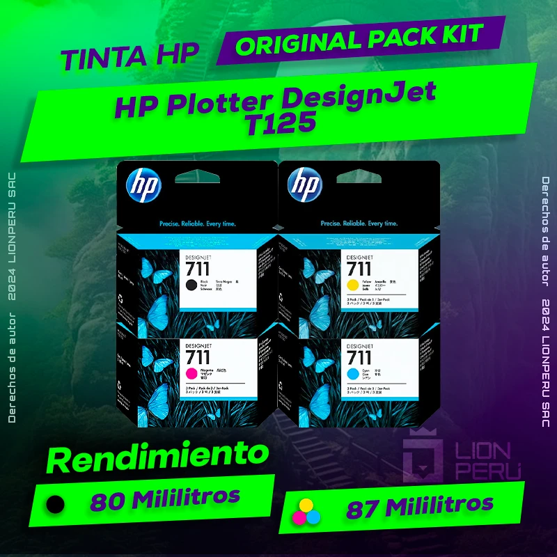 Tinta HP T125 Plotter DesignJet Cartucho Original