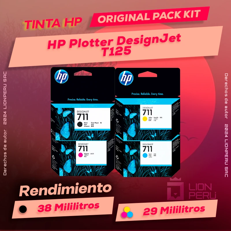 Tinta HP T125 Plotter DesignJet Cartucho Original