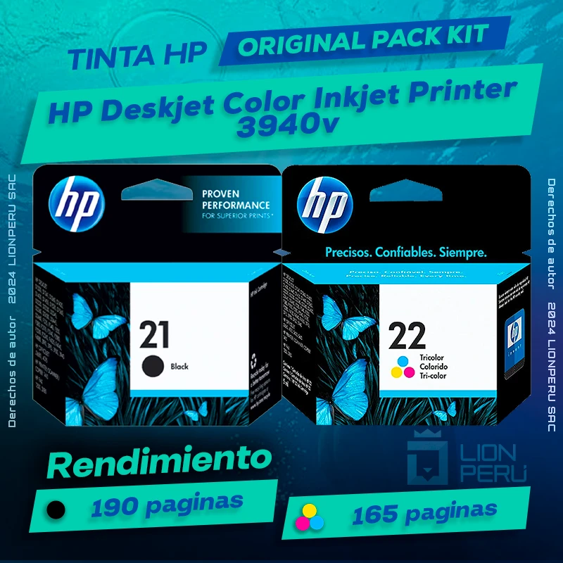 Tinta HP 3940v Deskjet Color Inkjet Printer Original