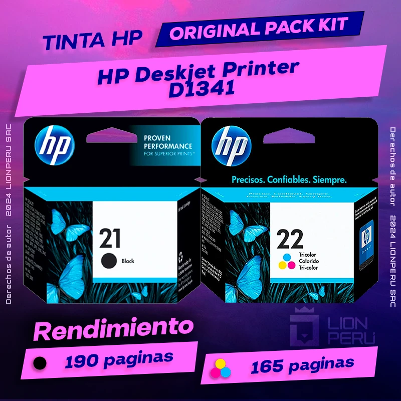Tinta HP D1341 Deskjet Printer Cartucho Original