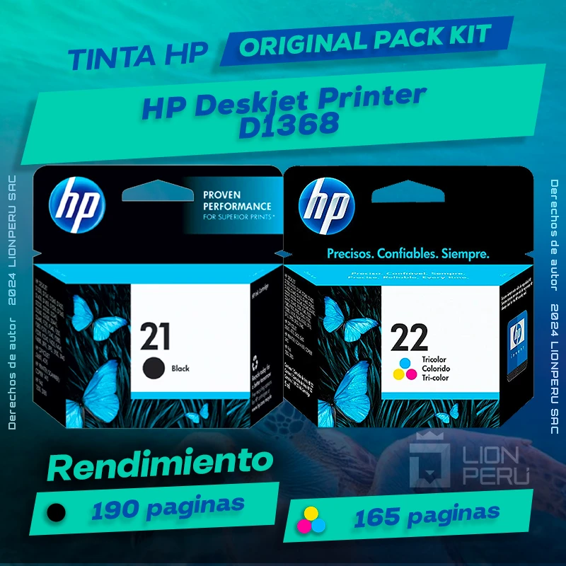 Tinta HP D1368 Deskjet Printer Cartucho Original