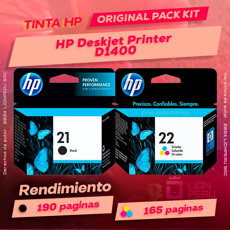 Tinta HP D1400 Deskjet Printer Cartucho Original