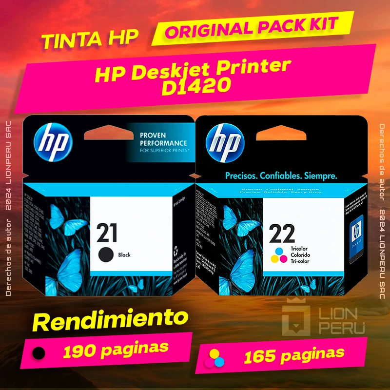 Tinta HP D1420 Deskjet Printer Cartucho Original