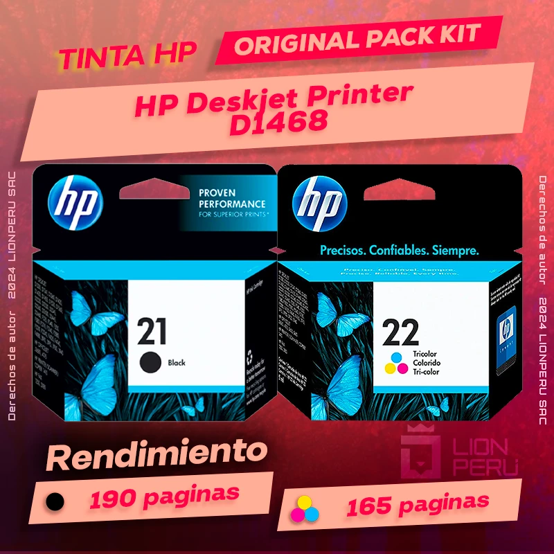 Tinta HP D1468 Deskjet Printer Cartucho Original