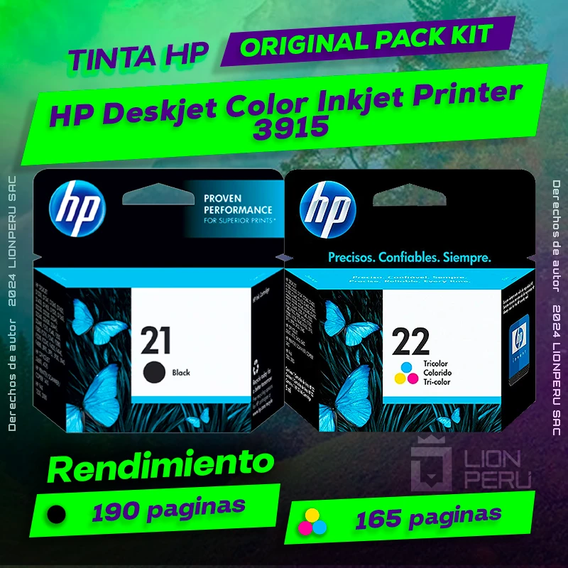 Tinta HP 3915 Deskjet Color Inkjet Printer Original