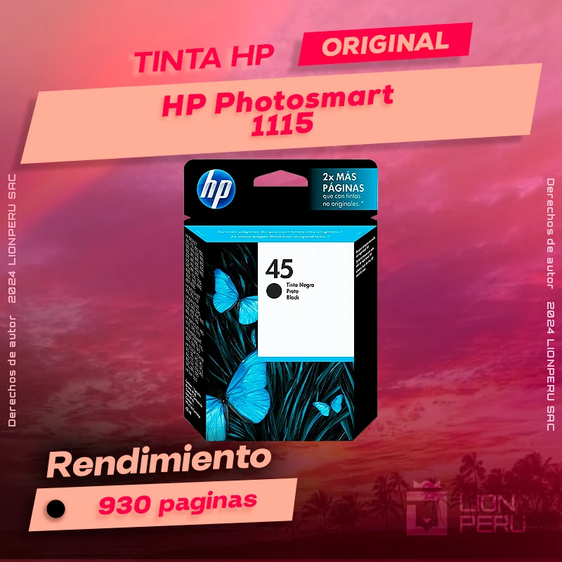 Tinta HP 1115 Photosmart InkJet Printer Cartucho Original