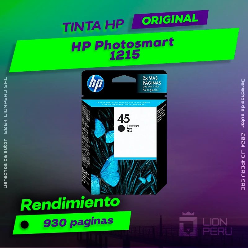 Tinta HP 1215 Photosmart InkJet Printer Cartucho Original