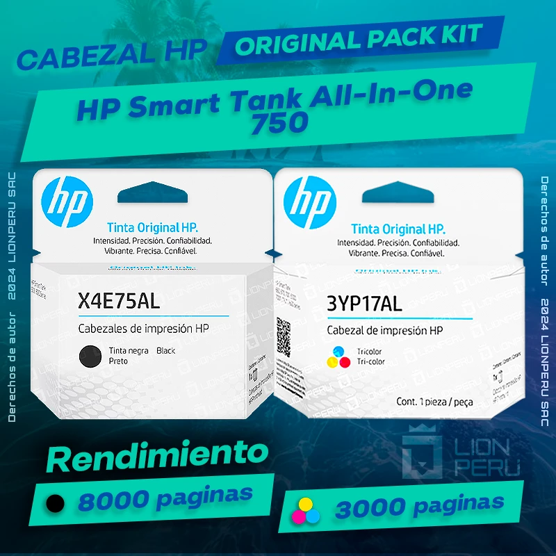 Cabezal HP 750 Smart Tank All-In-One Cartucho Original