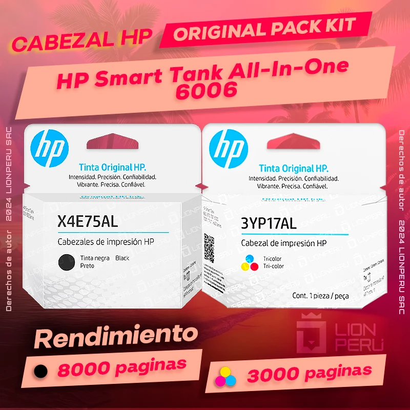 Cabezal HP 6006 Smart Tank All-In-One Cartucho Original