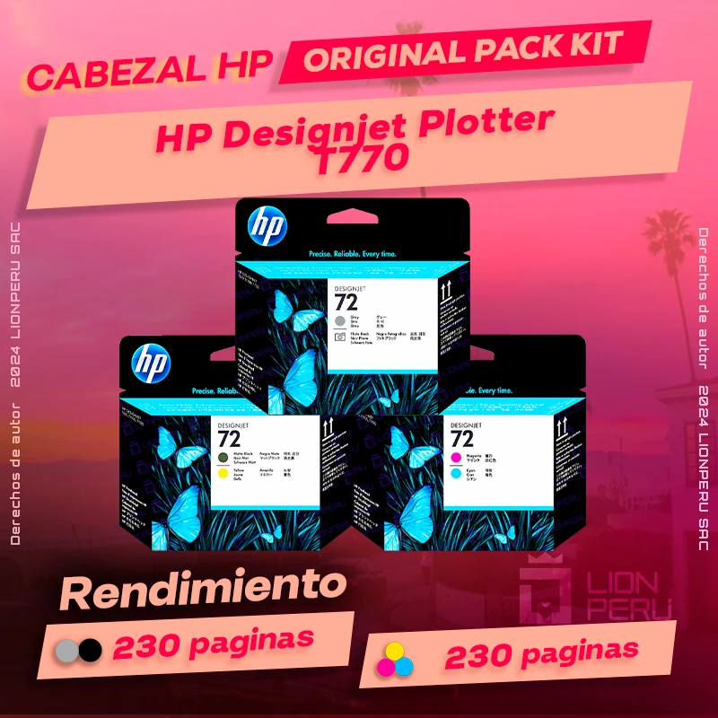 Cabezal HP T770 Designjet Plotter Cartucho Original